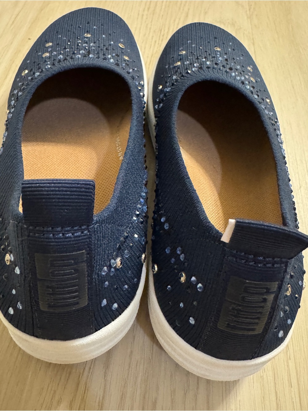 FitFlop Uberknit Ombre Crystal Slip On Ballet Flats Navy Rhinestone ballerina - Picture 5 of 9
